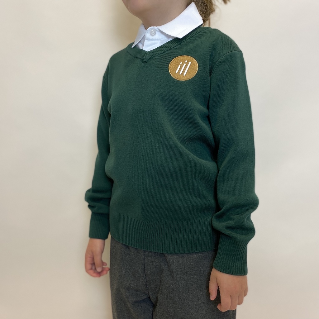 Green V-neck unisex jumper